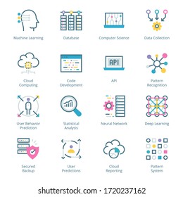 Data Science filled line Icons - stroke, vector