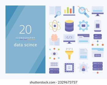 icono plano de ciencia de datos para descargar vector