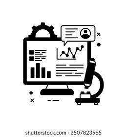 Icono de glifo de Ciencia de datos, Ilustración vectorial