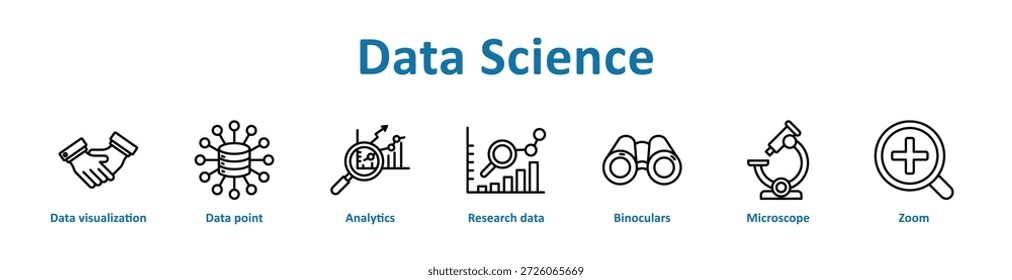 Icono de Ciencia de datos Anuncio arte de línea colección
