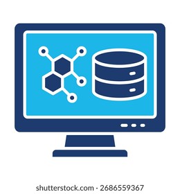 Data Science Icon In Blue Monochrome Flat Design, Vector Illustration