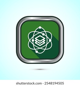 Data science icon design illustration. Big data, digital tech icon, Green Shadow Button Design 