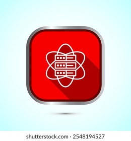 Data science icon design illustration. Big data, digital tech icon, Red Shadow Button Design