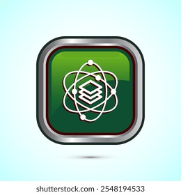 Data science icon design illustration. Big data, digital tech icon, Green Color Square Button Design