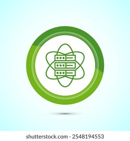 Data science icon design illustration. Big data, digital tech icon, Green Color Button Design
