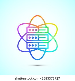Data science icon design illustration. Big data, digital tech icon, low poly style