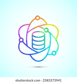 Data science icon design illustration. Big data, digital tech icon, low poly style