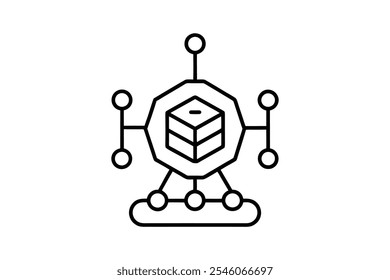 Diseño de Ilustración vectorial de arte de línea de icono de ciencia de datos