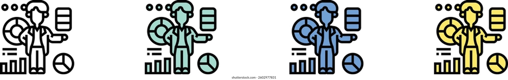 data science icon. Outline, Green, Blue and Yellow Style Design Isolated On White Background