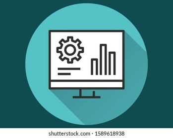 Data science icon. Simple illustration with long shadow isolated for graphic and web design.