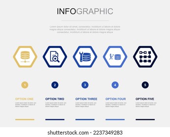 Infografik-Design-Vorlage für die Datenwissenschaft-Symbole. Kreatives Konzept mit 5 Schritten