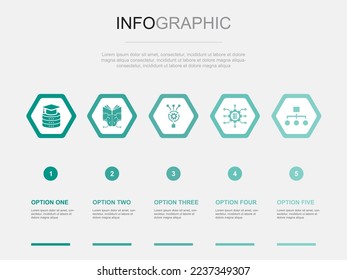 data science icons Infographic design template. Creative concept with 5 options