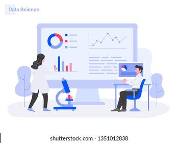 Data Science Illustration Concept. Modern flat design concept of web page design for website and mobile website.Vector illustration