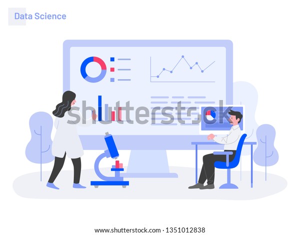 データ科学イラストのコンセプト ウェブサイトやモバイルウェブサイトのウェブページデザインの最新のフラットデザインコンセプト ベクターイラスト のベクター画像素材 ロイヤリティフリー