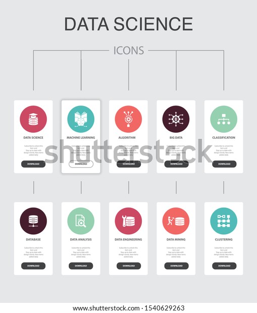 Data Science Infographic 10 steps UI design. machine learning, Big Data ...