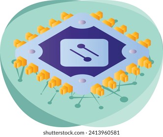 Data science In-memory processing isometric Concept, artificial intelligence machine unit Vector Icon Design, Big data Symbol, Business intelligence Sign,Web hosting and Data Center Stock Illustration