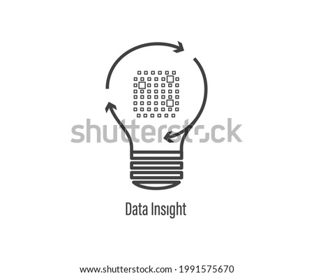 Data Science, Data insight Lamp Thin Line Icon Symbol. Contour Pictogram Graphic for Web Design. Quality Outline Vector Symbol Concept.