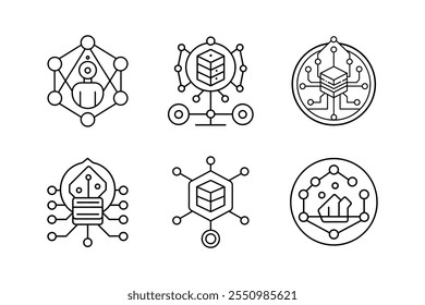 ciência de dados ícone de arte de linha ilustração vetorial design de contorno de dados