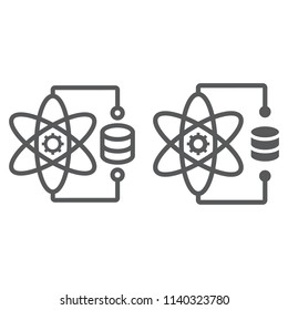 Data science line and glyph icon, data and analytics, atom sign, vector graphics, a linear pattern on a white background, eps 10.