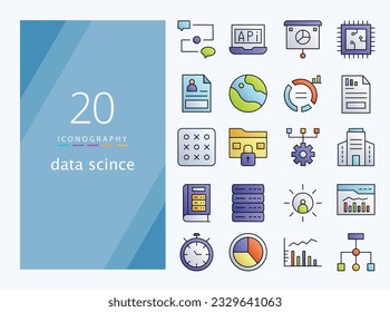 icono de línea de ciencia de datos para descargar