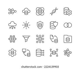 Data Science line icons set. Vector objects isolated on a white background for web design and graphics. Outline icons collection.