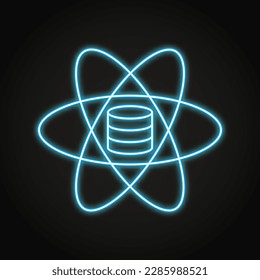 Data Science Neon Ikone in Linie Stil. Big Data Research and Processing, Datenbanksymbol. Vektorgrafik.