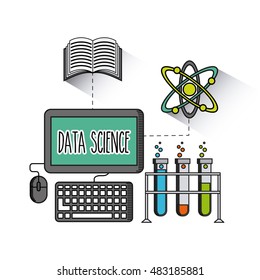 data science online flat icons vector illustration design