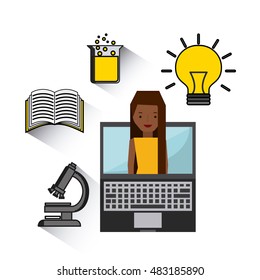 data science online flat icons vector illustration design