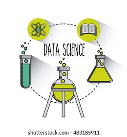 data science online flat icons vector illustration design