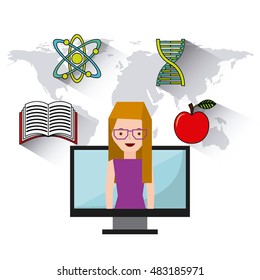 data science online flat icons vector illustration design