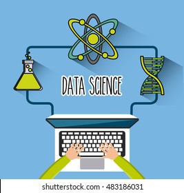 data science online flat icons vector illustration design