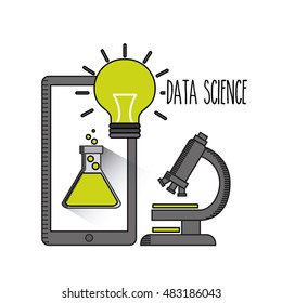 data science online flat icons vector illustration design