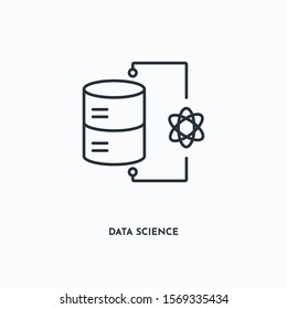 data science outline icon. Simple linear element illustration. Isolated line data science icon on white background. Thin stroke sign can be used for web, mobile and UI.