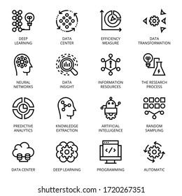 Data Science Outline Icons - Stroke, Vector