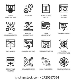 Data Science outline Icons - stroke, vector