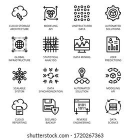 Data Science Outline Icons - Stroke, Vector