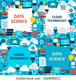 Data Science Paper Templates. Vector Illustration Flat Style Business Concept.