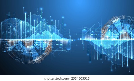 Ciência dos dados. Conhecimento científico-tecnológico da utilização de vários elementos tecnológicos. Combinação de diferentes estilos. Vetor desenhado à mão.