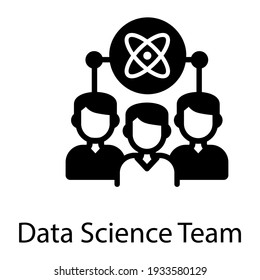 Data Science Team Vector Filled Icon Having Person Avatars With Science Symbol