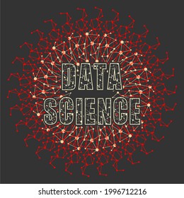 Data science text. Lines with dots connected style