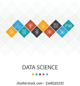 Data science trendy UI template infographics concept. machine learning, Big Data, Database, Classification icons