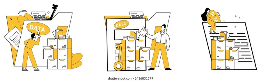 Data science vector illustration. Data science is compass guiding innovation in ever-evolving landscape technology Analyzing statistics is backbone progress in futuristic world data and science