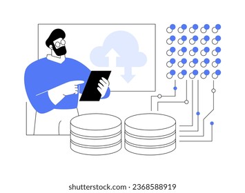 Data scientist abstract concept vector illustration. Confident man working with big data, modern IT technology, visualization, data transfer, machine learning algorithm abstract metaphor.