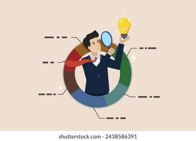 Data scientist analyze data for business insight, intelligence marketing research, chart and graph concept, businessman analyze data with lightbulb.