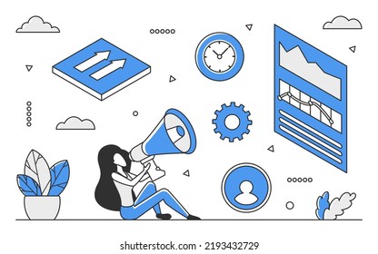 Data scientist expert. Analytical professional manager, analytics consultant monocolor vector illustration