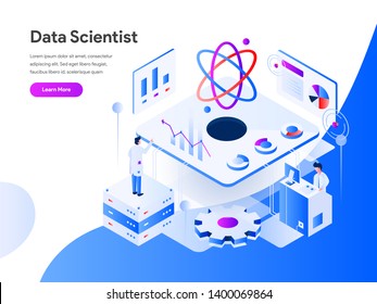 Data Scientist Isometric Illustration Concept. Modern flat design concept of web page design for website and mobile website.Vector illustration EPS 10