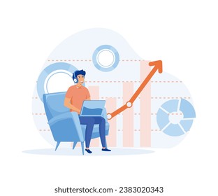 Jobkonzept von Datenwissenschaftlern, Bewertung der Leistung. Business Analyst Creative Idee für Website, mobile App, flache Vektorgrafik