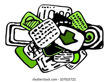 Data screen symbol ink design vector, over white, isolated