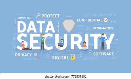 Data scurity concept illustration. Idea of protection, cryptography and information.