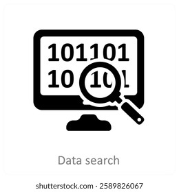 Data Search and finding icon concept